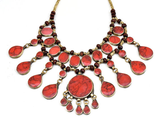 Vintage Coral Statement Necklace