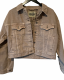 Hand beaded Hamsa trucker crop jacket