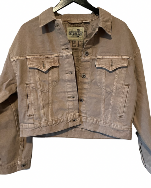 Hand beaded Hamsa trucker crop jacket