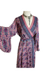 Silk adjustable wrap dress (pink n blue )