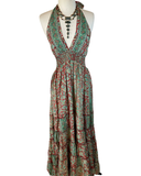 Halter Maxi Silk Dress (brick red)