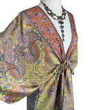 Silk kimono short  dress or tunic (Olive)