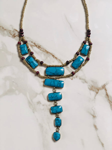 Turquoise Tier Drop Vintage Necklace