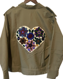 Military Shacket or utility shirt w/ embroidered heart