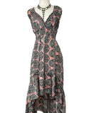 High and low Silk dress (pink and black)