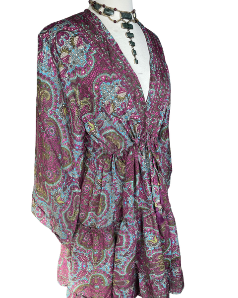 Silk Babydoll dress (Fuchsia)