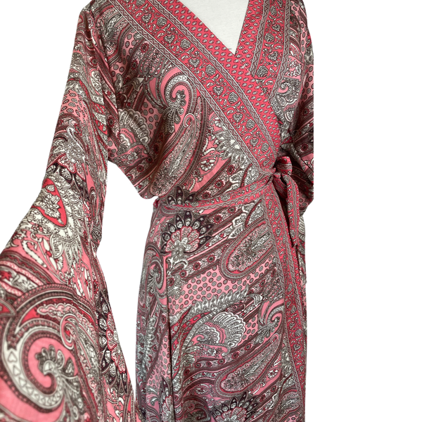 Silk adjustable wrap dress (blush)
