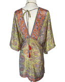 Silk kimono short  dress or tunic (Olive)