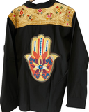 Embroidered hamsa Utility Shirt or Shacket (Black)
