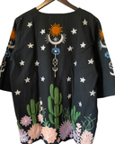 Chain stitch Embroidered Boho Desert Night Sky Jacket