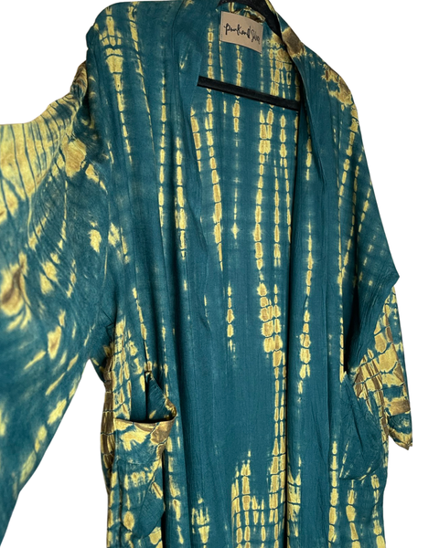 Handcrafted Tie Dye Kimono or Robe (Blue & brown)