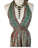 Halter Maxi Silk Dress (brick red)