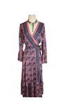 Silk adjustable wrap dress (pink n blue )