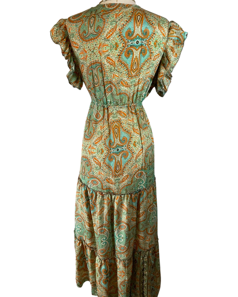Tiered Bohemian Maxi Dress with drawstring waist