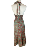 Halter Maxi Silk Dress (brick red)