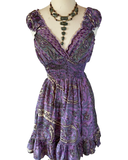 Short boho silk dress (purple)