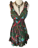 Short boho silk dress (green)