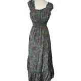 High and low Silk dress ( blue /Green )