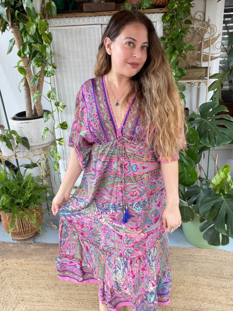 Double V-Neck Boho Maxi dress (pink) | pinkandsilverfashion Double V-Neck Boho Maxi dress (pink) | pinkandsilverfashion