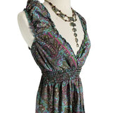 High and low Silk dress ( blue /Green )