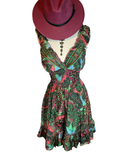 Short boho silk dress (green)