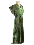 Tiered Bohemian Maxi Dress (green)