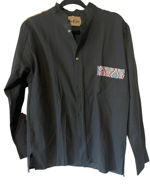 Embroidered heart Utility Shirt or Shacket (Black)
