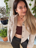 Hand beaded Hamsa trucker crop jacket