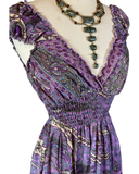 Short boho silk dress (purple)