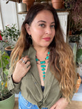 Green Turquoise Tier Drop Vintage Necklace