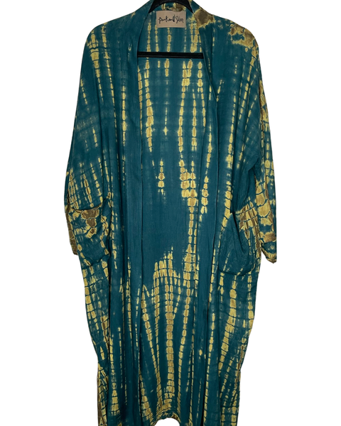 Handcrafted Tie Dye Kimono or Robe (Blue & brown)