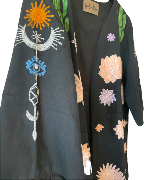 Chain stitch Embroidered Boho Desert Night Sky Jacket
