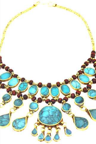 Vintage Blue Turquoise Statement Necklace - pinkandsilverfashion
 - 1