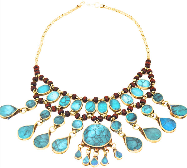 Vintage Blue Turquoise Statement Necklace - pinkandsilverfashion
 - 2